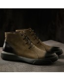 Chelsea Boots Men Low Ankle Leather Unique Boots Khaki Gradual Trend Color Autumn Winter Boy Gentlemen Charming Boots 563