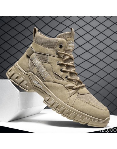 Arrival  Men's Vulcanize Shoes Nonslip  Boots Outdoor Hiking Designer Men's Shoes High  Men's Leather Shoes