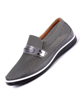Summer Mesh Shoes Men Slip-On Flat Sapatos Hollow Out Comfortable Father Shoes Man Casual Moccasins Basic Espadrille 2023