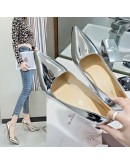 2023 Champagne Women Glossy Patent Extremely 9cm High Heels Pointed Toe Slip on Stiletto Pums Solid Formal Dress Shoes Plus