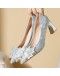  Crystal Bowknot Thick Heels Pumps Women 2023 Pointed Toe High Heels Shoes Woman Slip on Silver Party Wedding Shoes