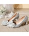  Crystal Bowknot Thick Heels Pumps Women 2023 Pointed Toe High Heels Shoes Woman Slip on Silver Party Wedding Shoes