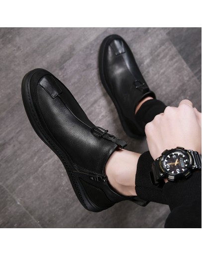 Autumn Early Winter Shoes Men Genuine Leather Chelsea Boots  Male Shoes Cow Leather Man Ankle Boots Black  new