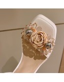  Flowers High Heels Sandals Women 2023 Summer Ankle Straps Platform Sandals Woman Square Toe Thick Heel Pumps Party Shoes