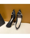 2023 Fashioon Shoes For Women Cute Blue Comfortable Office High Heel Shoes Lady  Sweet Spring Slip On High Heel Pumps