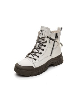 Autumn Early Winter Shoes Leather  for Women Thick Sole High Gang Ankle Boots  Ladies Casual Lace-up Sports Footwear