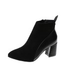 Women's Boots Square Toe Yarn Elastic Ankle Boots Thick Heel High Heels Shoes Woman Female Socks Boots  Autumn Winte 