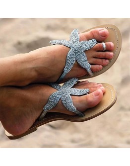  Beaded Gold Slippers Women Summer Beach Sandals Outdoor Cute Starfish Sandals Ladies Flip Flops Plus Size 43 Slides